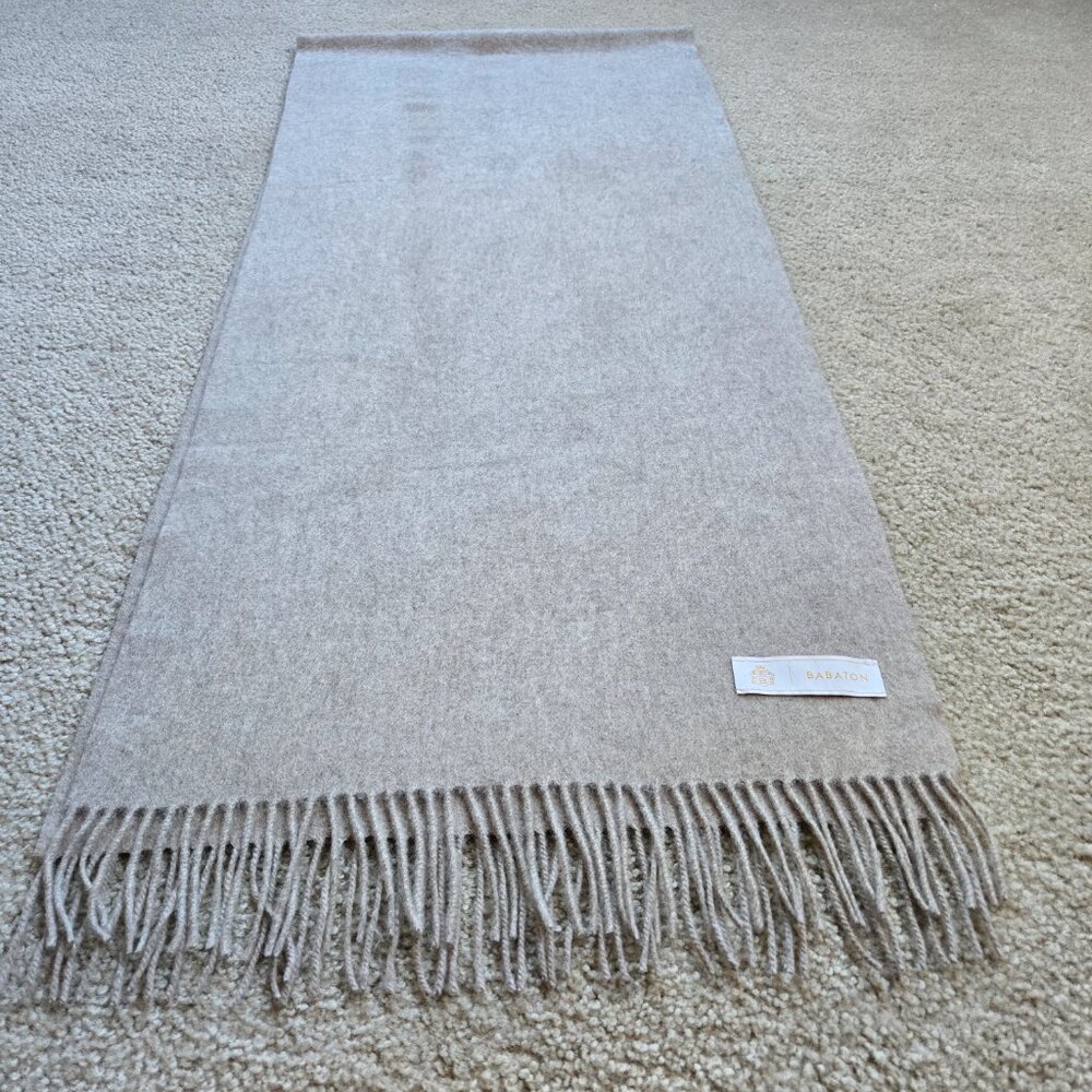 NWOT Babaton Cashmere Scarf Oatmeal Tan - Picture 9 of 11